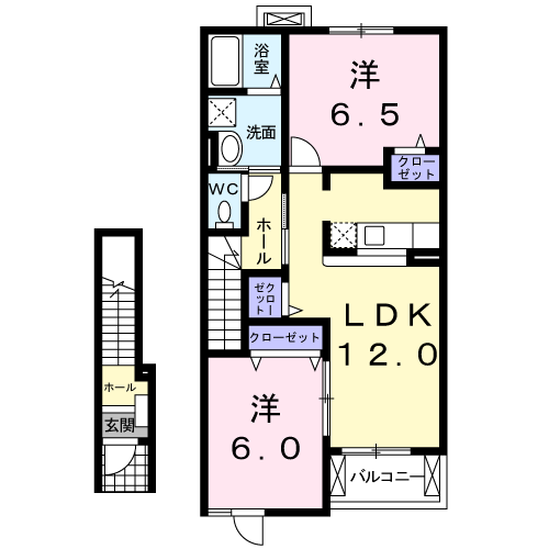 ヴィレッジハウスⅢ(2LDK/2階)の間取り写真