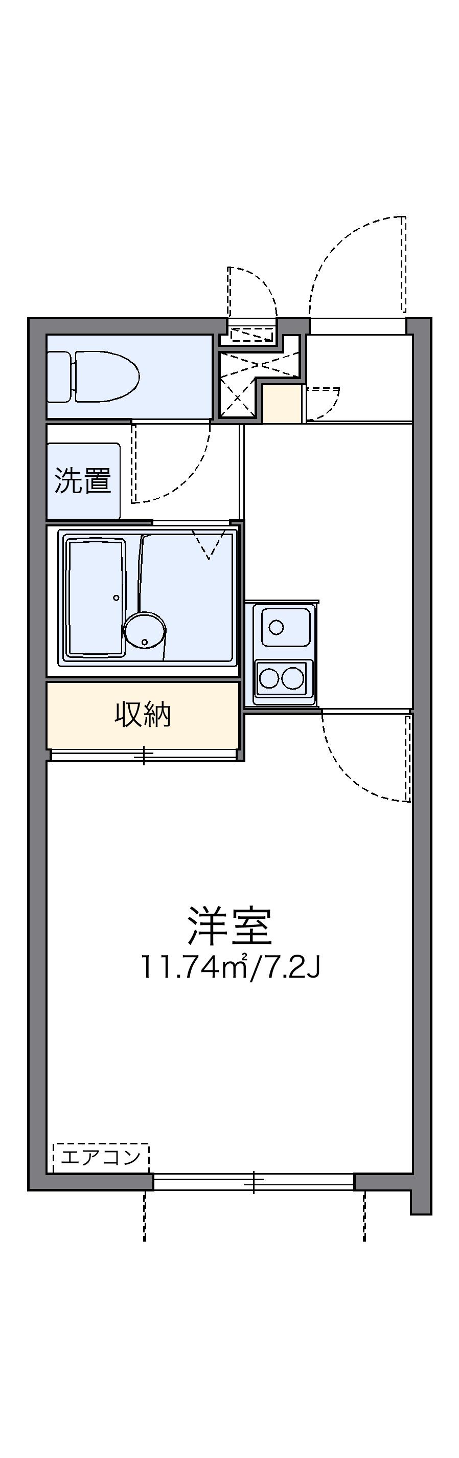 レオパレスオリーブⅢ(1K/1階)の間取り写真