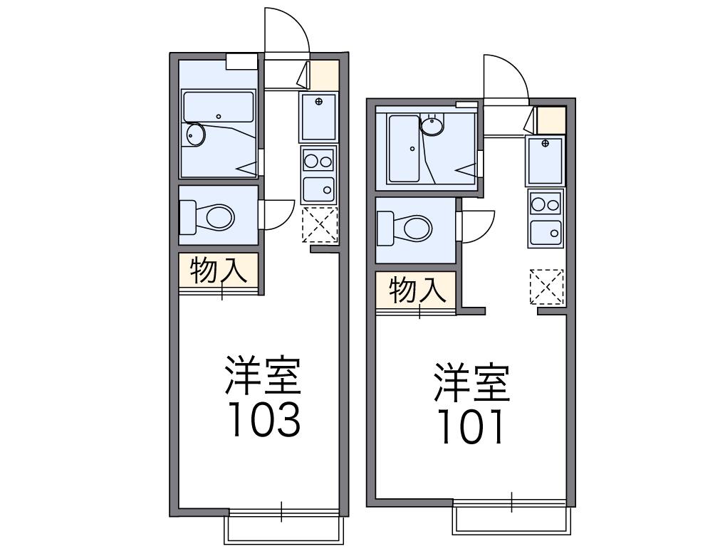 レオパレスパークサイド(1K/1階)の間取り写真
