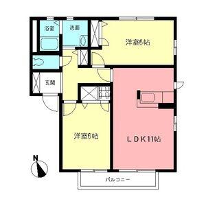 フェリセス1(2LDK/1階)の間取り写真