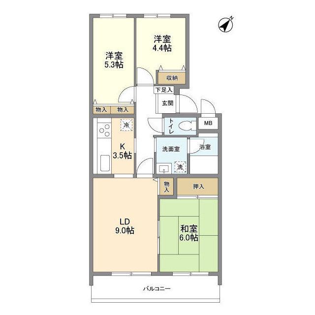 たちばな台ガーデン(3LDK/3階)の間取り写真