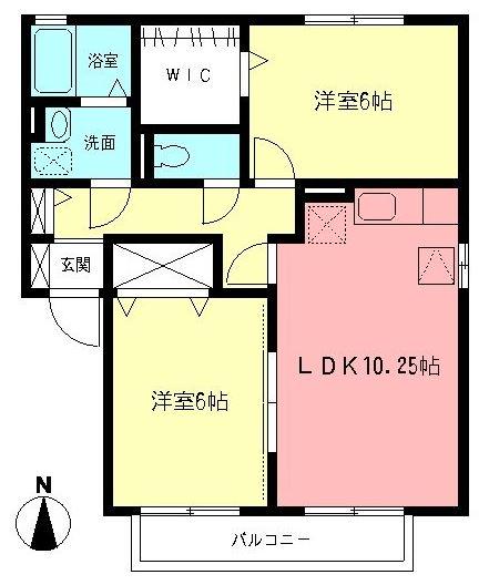 ヴェルドミールⅠ(2LDK/1階)の間取り写真