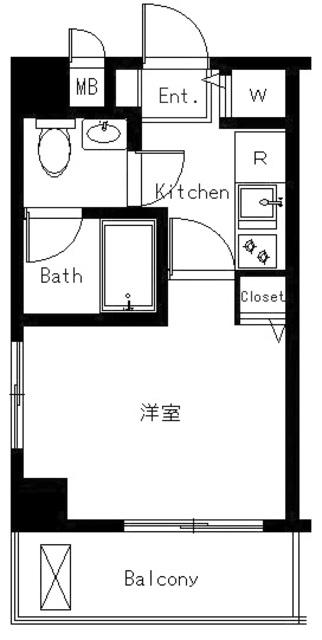 プリヴィレージュ目黒南(1K/6階)の間取り写真