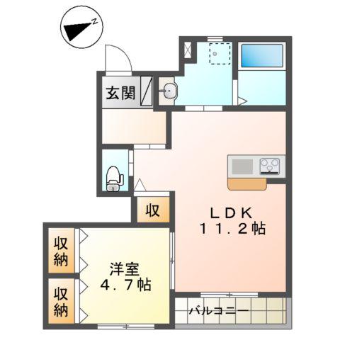 ラークヒル(1LDK/1階)の間取り写真
