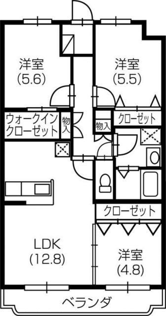 グリーンハイムII(3LDK/3階)の間取り写真
