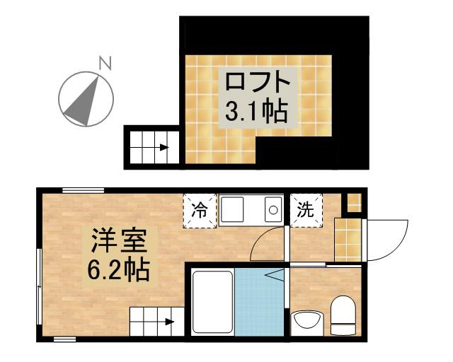 ハーミットクラブハウス菊名Ⅲ・B棟(ワンルーム/2階)の間取り写真