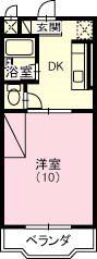 グリーンハイム1台付き(1DK/2階)の間取り写真