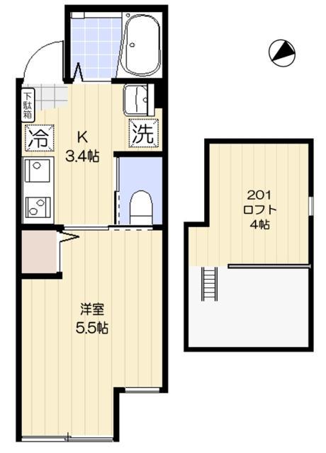メローペ(1K/2階)の間取り写真