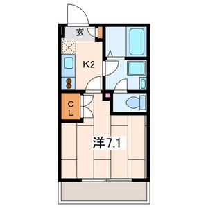 ルミエールブラン(1K/1階)の間取り写真