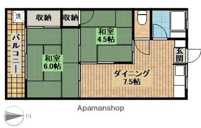 さんご荘(2DK/2階)の間取り写真