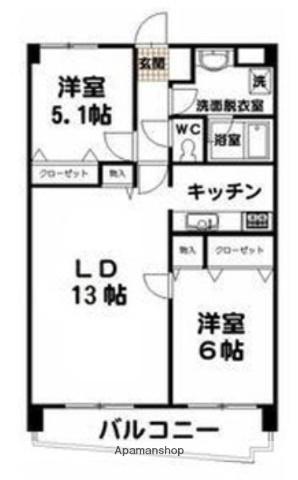 フォルテ仲町台(2LDK/2階)の間取り写真