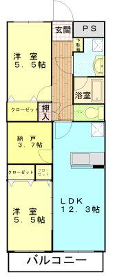 エクセレンテ(2LDK/1階)の間取り写真