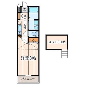 レッドモンド(1K/2階)の間取り写真