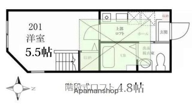 ハーミットクラブハウスアップビレッジ反町(1K/2階)の間取り写真