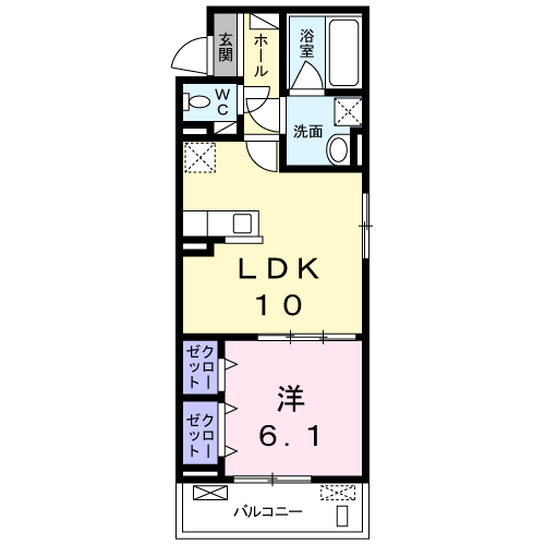サンリットウエストH(1LDK/2階)の間取り写真