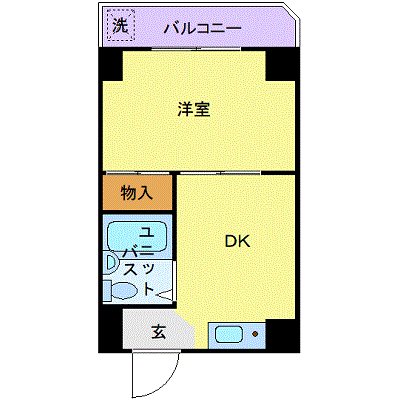 ビューライド川崎(1DK/3階)の間取り写真