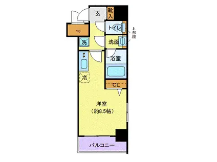 リーフコンフォート本厚木(ワンルーム/11階)の間取り写真