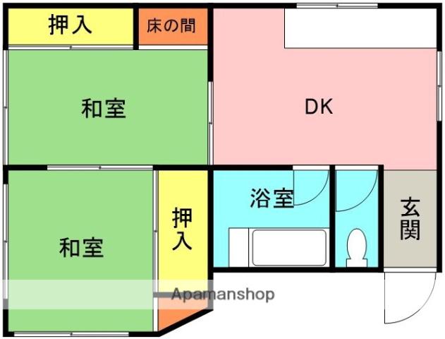 大島3丁目アパート(2DK/2階)の間取り写真