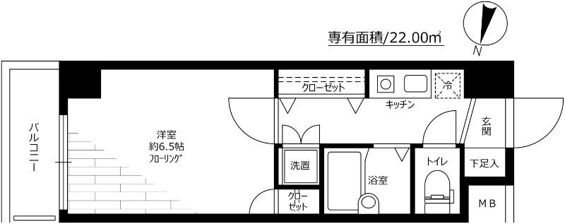 サンテミリオン田園調布南(1K/8階)の間取り写真