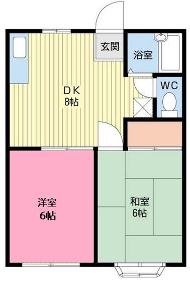 フレンドフィールド(2DK/1階)の間取り写真