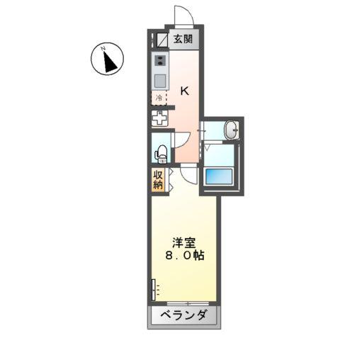 湘南エクセレントⅢ(1K/1階)の間取り写真
