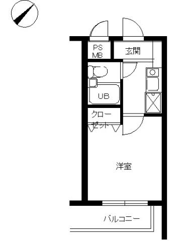 スカイコート宮崎台第4(1K/3階)の間取り写真