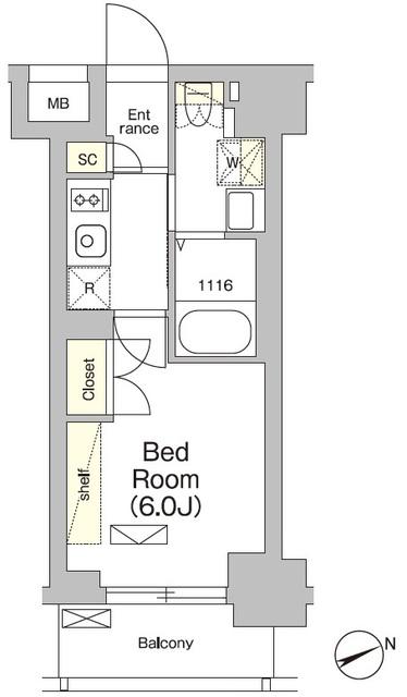 テラス大崎(1K/1階)の間取り写真
