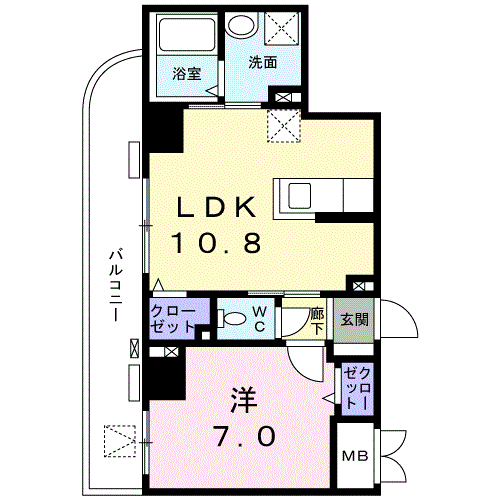 菊水レジデンス綱島2(1LDK/4階)の間取り写真