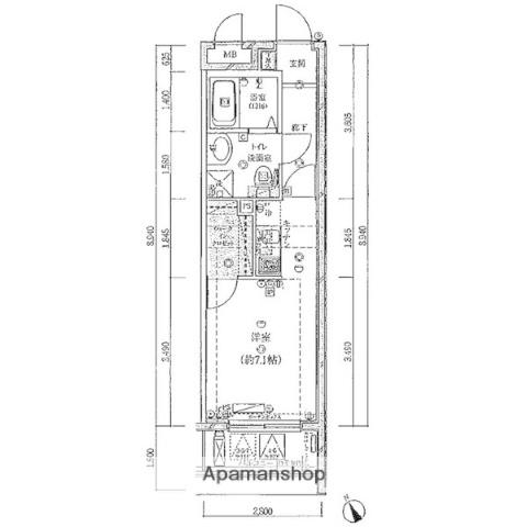 ライジングプレイス桜木町二番館(1K/8階)の間取り写真