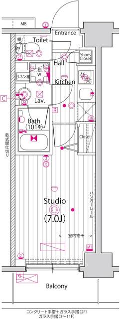 ガーラ・プライム横濱関内(1K/3階)の間取り写真