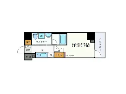 クレヴィスタ横浜関内(1K/3階)の間取り写真