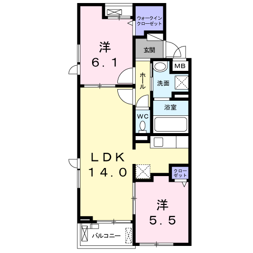 イデアルⅥ(2LDK/3階)の間取り写真