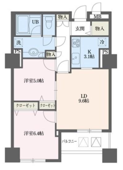 ドゥーエ横浜駅前(2LDK/14階)の間取り写真
