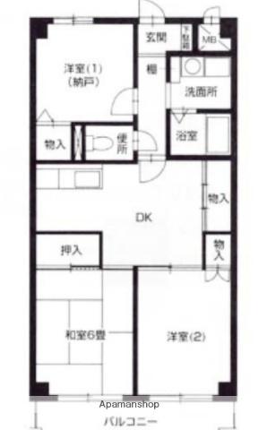 ラフィーネ港北(3DK/1階)の間取り写真