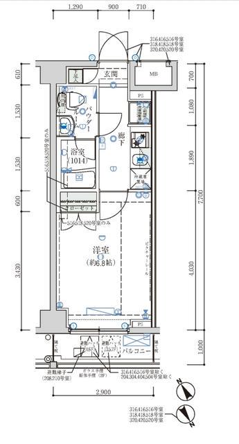 オーキッドレジデンス鶴見(1K/4階)の間取り写真
