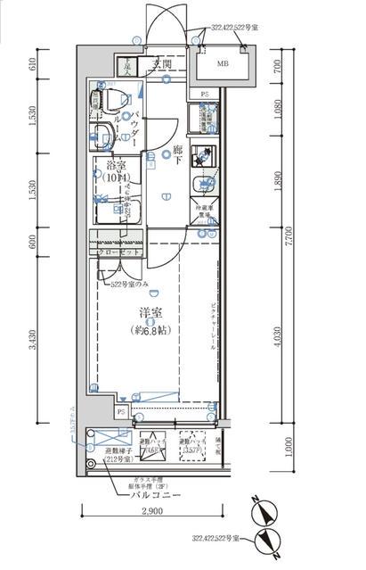オーキッドレジデンス鶴見(1K/5階)の間取り写真