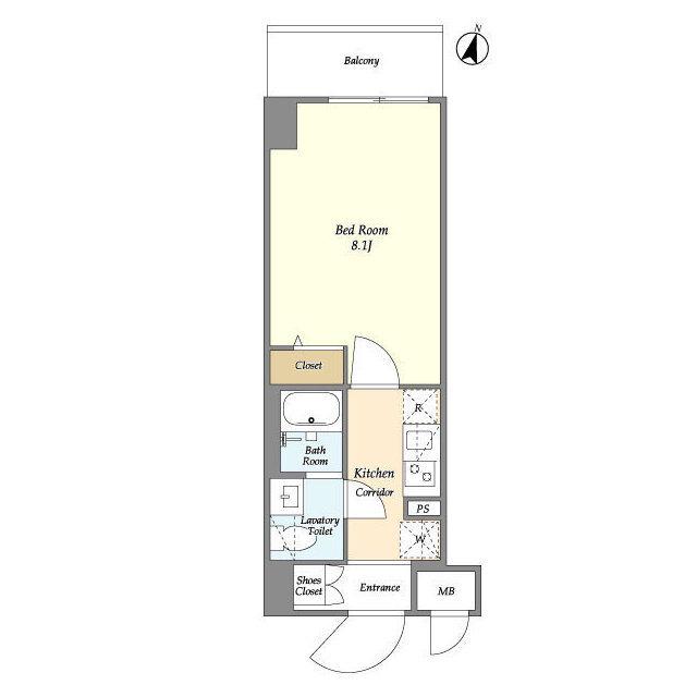 LIME RESIDENCE HIRATSUKA ウエスト(1K/7階)の間取り写真