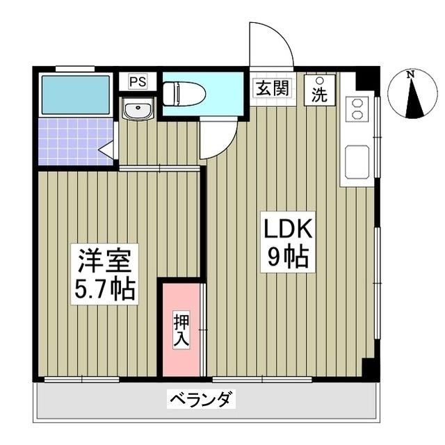 ファミール希望ヶ丘(1LDK/4階)の間取り写真