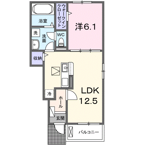 アニメート寿町Ⅱ(1LDK/1階)の間取り写真