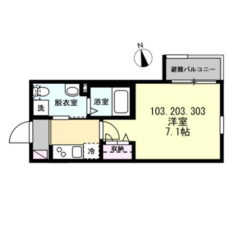 ベイルーム横須賀衣笠フロント(1K/3階)の間取り写真