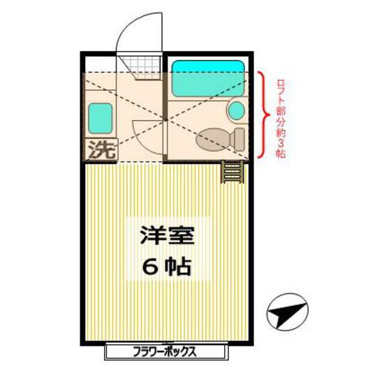 多摩ロイヤルハイツA(ワンルーム/2階)の間取り写真
