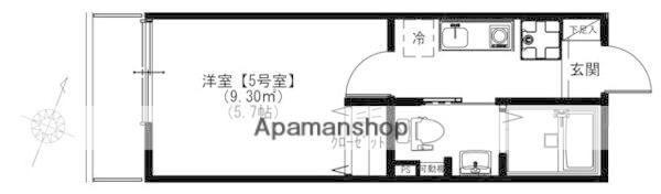 スカイヒルズ鶴ヶ峰(1K/1階)の間取り写真