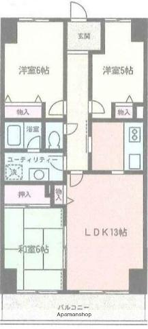 クゲヌマファースト(3LDK/7階)の間取り写真