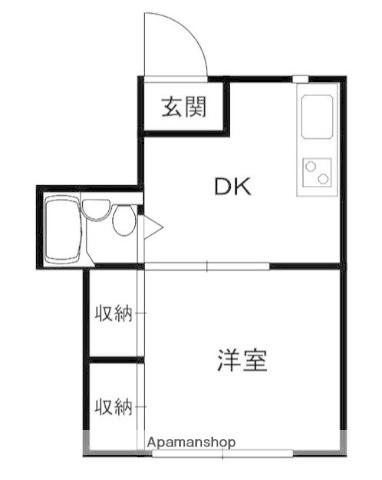 サンフラッツ(1K/1階)の間取り写真