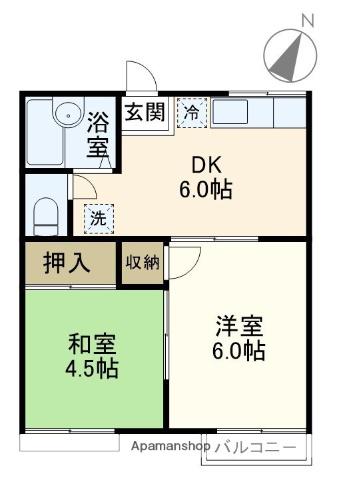 シャレー原宿C棟(2DK/2階)の間取り写真