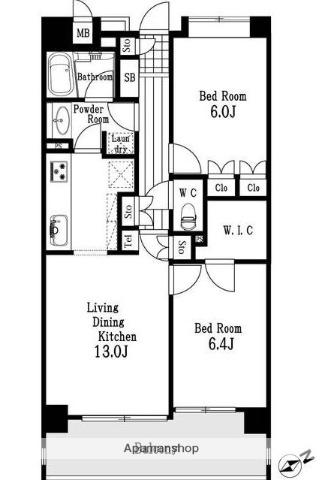 ルリエ大船(2LDK/2階)の間取り写真