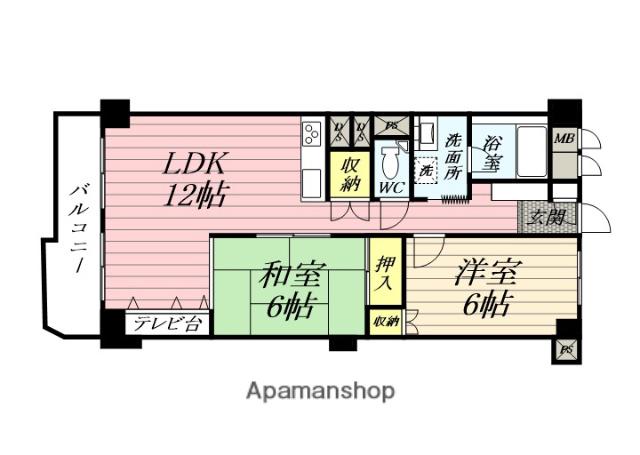 グリーンヒルズ横浜D棟(2LDK/3階)の間取り写真