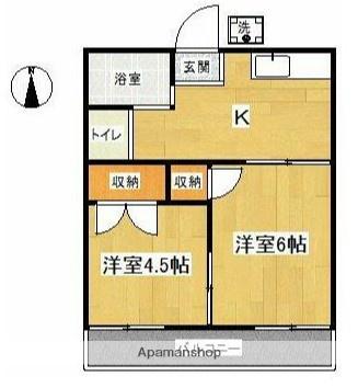 第二長沼ハイツ(2K/1階)の間取り写真