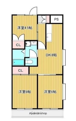 サンシティ成宮(3DK/2階)の間取り写真