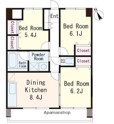 フローレンハイム(3DK/3階)の間取り写真